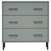 vidaXL Komoda OSLO z 3 szufladami, szara, 77x40x79,5 cm, lite drewno