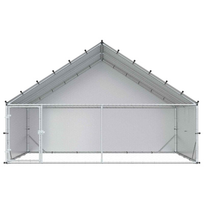 Kurnik z dachem srebrny 300 x 200 x 190 cm Stal ocynkowana