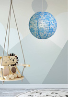 Abażur papierowy niebieskie kwiaty kula 35cm Kokon Candellux 70-94066