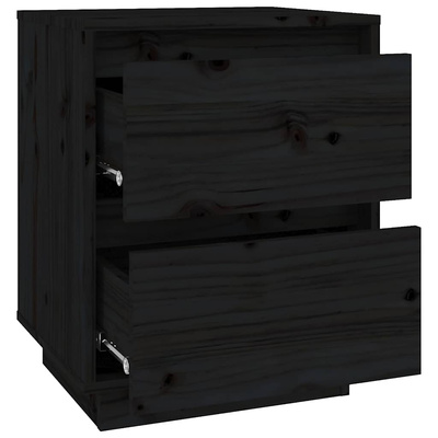 Szafki nocne, 2 szt., czarne, 40x35x50 cm, lite drewno sosnowe