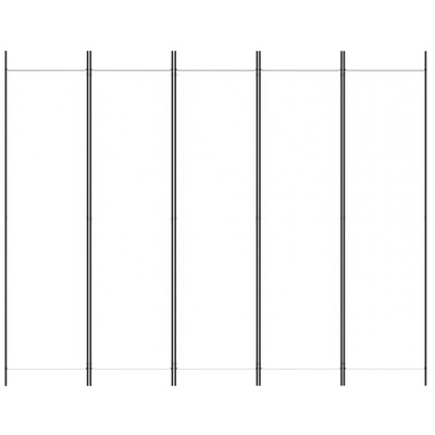 Parawan 5-panelowy, biały, 250x200 cm, tkanina