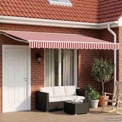 Elektryczna Rozkładana Markiza Czerwony i Biały 4 × 3,5 m