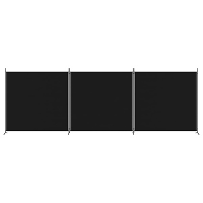 Parawan 3-panelowy, czarny, 525x180 cm, tkanina