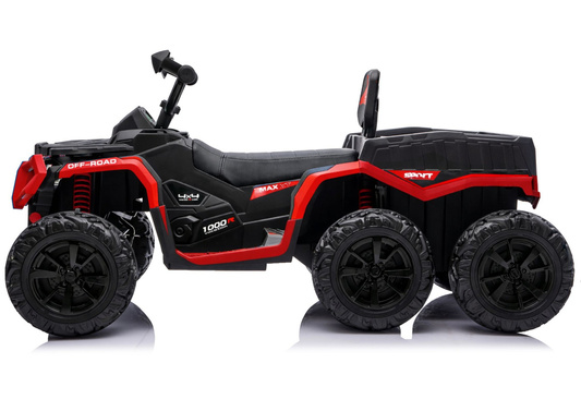 Quad Na Akumulator ATV 6 Kół Z Przyczepką JC606 24V 4x4 Czerwony