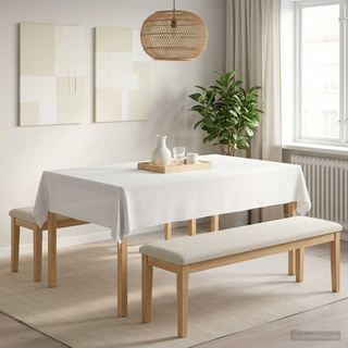 Obrus stołowy Prostokątny Biały 140 x 220 cm Poliester
