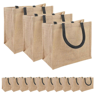 Torebki jutowe 50 Naturalny i czarny 26 x 22 x 14 cm