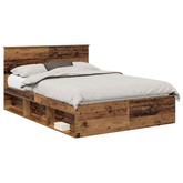 Ramka łóżka Stare drewno 135 x 190 cm Lite drewno sosnowe