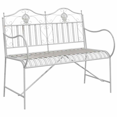 Ławka ogrodowa 2 -Seater 103,5 x 59 x 89 cm Stal Antyczna biel