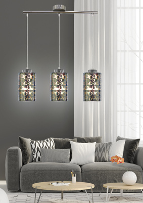 Lampa wisząca chromowa szklany klosz 3D 3x40W Nocturno Candellux 33-57709