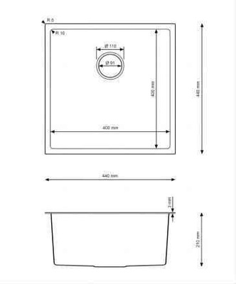 Zlewozmywak stalowy podwieszany Rita grafit
