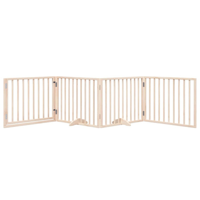 Bramka dla psa z drzwiami składana 4 panele 320 cm drewno topolowe
