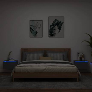 Wiszące szafki nocne z LED, 2 szt., czarne vidaXL