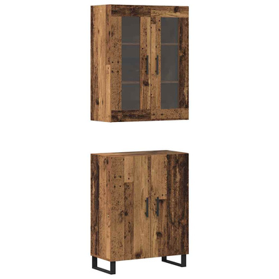 Highboard 2 szt. Stare drewno 69,5 x 34 x 180 cm