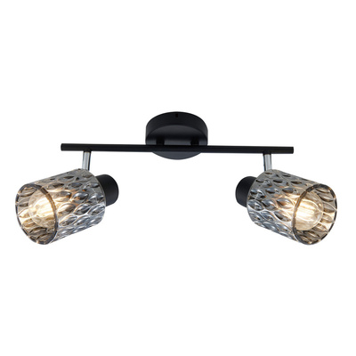 Bill Lampa Sufitowa Listwa Czarny 2X40W E27 Klosz Dymiony