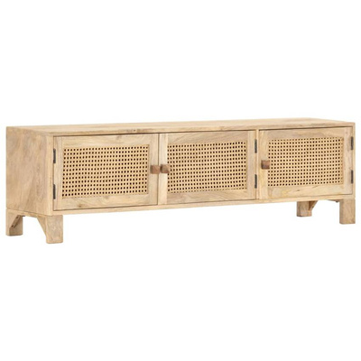 vidaXL Szafka pod TV, 140x30x40 cm, drewno mango i naturalna trzcina