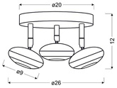 Lampa sufitowa LED 3x6W 26cm SKIPPER 98-67685 PLAFON  LED COB GŁÓWKA OKRĄGŁA  Z PRZEGUBEM   CHROM