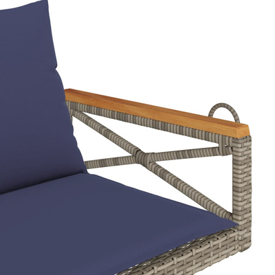 Ławka bujana z poduszkami, szara, 109x62x40 cm, polirattan