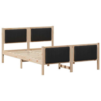 Rama łóżka brązowo-czarny 140 x 190 cm Lite drewno sosnowe