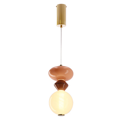 FLORES lampa wisząca mosiężny+brązowy+pomarańczowy 10W LED 3000K klosz biały