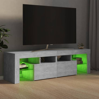 vidaXL Szafka pod TV z oświetleniem LED, szarość betonu 140x36,5x40 cm