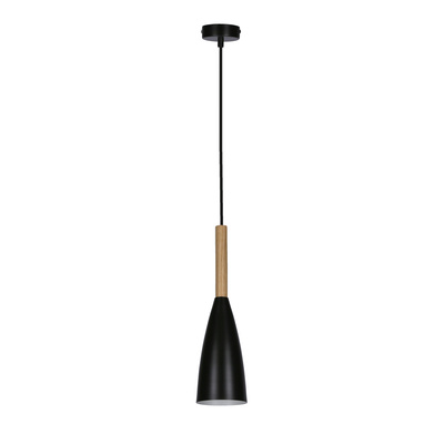 Lampa wisząca czarna + drewno Trosa Ledea 50101264
