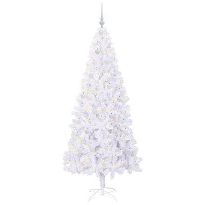 Sztuczna choinka z 300 diodami LED Biały 210 cm PVC i stal