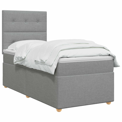 Łóżko z box spring LED z materacem jasnoszary 90 x 200 cm