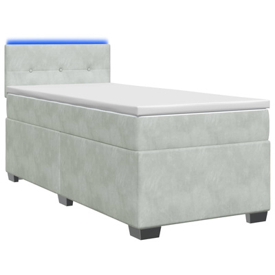 Łóżko Box Spring z materacem i LED jasnoszary 80 x 200 cm Welur