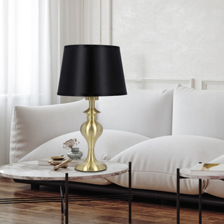 Lampka nocna Prima gold z abażurem czarnym metalowa glamour