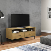 vidaXL Szafka pod TV OSLO, metalowe nóżki, brązowa, sosnowa