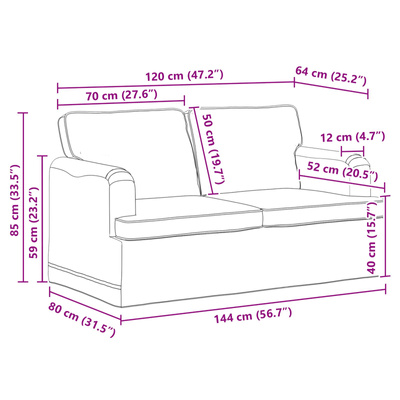 Sofa Ciemnoszary 144 x 80 x 85 cm tkanina