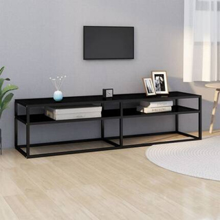 vidaXL Szafka pod TV, czarna, 160x40x40,5 cm, hartowane szkło