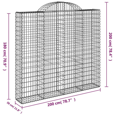 Kosze gabionowe, 3 szt, 200x30x180/200 cm, galwanizowane żelazo