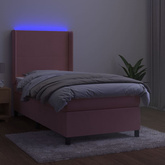 vidaXL Łóżko kontynentalne z materacem i LED, różowy aksamit 80x200 cm wariant 4
