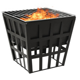 vidaXL Palenisko i grill 2-w-1, 34 x 34 x 48 cm, stal