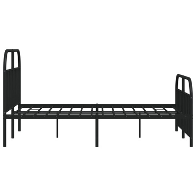 vidaXL Metalowa rama łóżka z wezgłowiem i zanóżkiem, czarna, 140x190cm