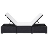 vidaXL Leżak ogrodowy z poduszką, polirattan, czarny
