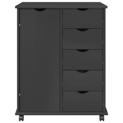Rolkowa szafka 63,5 x 39 x 79 cm Lite drewno sosnowe Szary