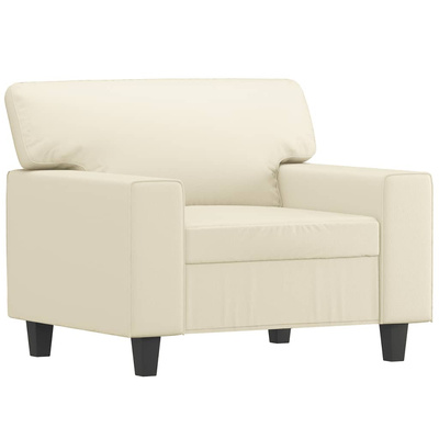 vidaXL Fotel z podnóżkiem, kremowy, 60 cm, sztuczna skóra