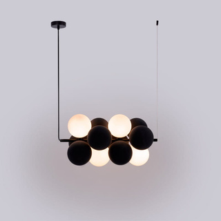 Lampa wisząca Szklana 4 kule Świetlne oraz 8 kul dzwiękochłonnych Szarych 4xG9 65cm Abruzzo Vino