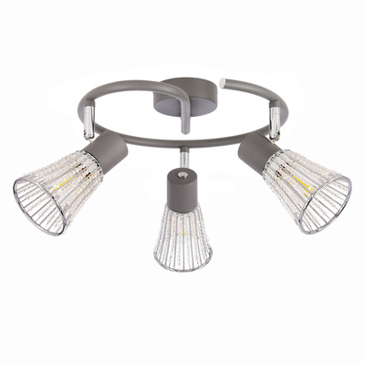 Lampa sufitowa spirala CURTIS szara 3x40W E14 nowoczesna oprawa oświetleniowa do salonu sypialni przedpokoju