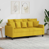 Sofa 2-osobowa, jasnożółta, 140 cm, tapicerowana tkaniną
