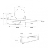 Lampka Nocna Kinkiet USB ze szkalną kulą G9 Abruzzo Bardi