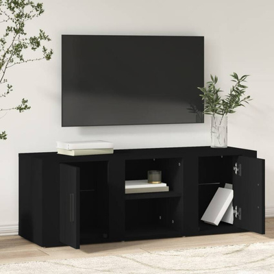 vidaXL Szafka pod TV, czarna, 100x31,5x35 cm, materiał drewnopochodny