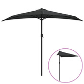 Półparasol balkonowy, aluminiowy słupek, czarny, 270x144x222 cm