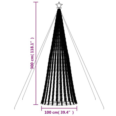 vidaXL Stożkowa choinka z lampek, 688 zimnych białych LED, 300 cm