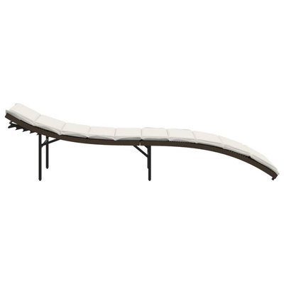 vidaXL Leżak z poduszką, brązowy, 55x199x50 cm, polirattan