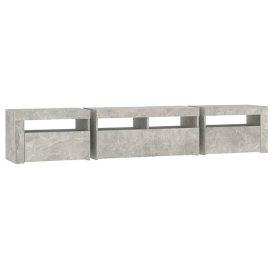 vidaXL Szafka pod TV z oświetleniem LED, szarość betonu, 210x35x40 cm