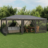 Namiot imprezowy z 10 ścianami z siatki, antracyt, 6x4 m, HDPE