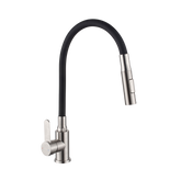 Bateria zlew. dalis z elastyczną 2f wylewką, inox / czarny BZ-64-043-L Invena